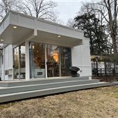 Artists' Home and Studio.    1950's white brick ranch,  on flat, tree-lined boulevard behind Oglethorpe University.