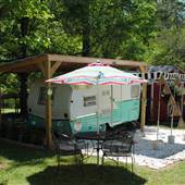 1961 Shasta Airflyte Travel Trailer, a Permanent Installation