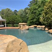 Waterfall-themed Pool & Pool House
