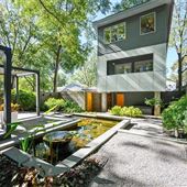 Koi Pond Villa - Modern Home with Unique Outdoor Space at Atlanta - Designer Garden, Illuminated Fountains, Fish pond, Hot Tub, Contemporary Porch and Rooftop Lounge